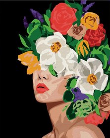 Resim Sayılarla Boyama Seti - Çiçek ve Kadın - 60x75 