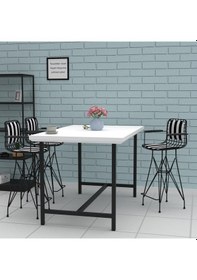 Resim Knsz orta boy tel bar sandalyesi 1 li mağrur syhtuan kolçaklı sırt minderli 65 cm oturma yüksekliği mutfak bahçe cafe ofis 