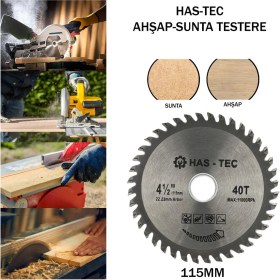 Resim HAS - TEC 115 mm Ahşap & Sunta Kesici Testere - T.c.t Saw Blade | 115 x 1.6 x 22.23 mm 40T 