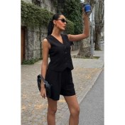 Resim Mottisfashion Yelek Şort Flamlı Keten Takım 10133-17 