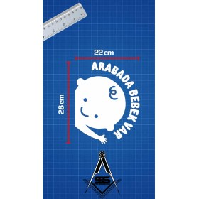 Resim Arabada Bebek Var Araba Cam Sticker 24X28CM Tek Elli 