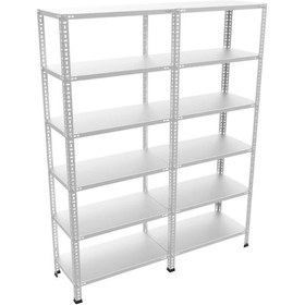 Resim 6 Katlı Duble Paslanmaz Krom Raf - Inox Soğuk Oda Rafı, Buzhane Rafı 43x75 Cm-0.70 Mm-200 Cm Gri 