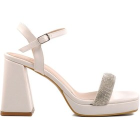 Resim Aspor Beyaz Platform Topuk Kadın Topuklu Sandalet Çok Renkli 