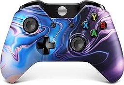 Resim Isferch Wireless Controller Compatible with Xbox One Design Blue & Purple Swirl Model for All Xbox One Models, Series X/S and PC Windows with 3.5mm Audio Headphone Jack (Blue & Purple Swirl Version) 