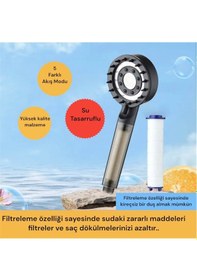 Resim 10 Adet Yedek Filtreli Siyah Renk Masaj Özellikli Duş Başlığı Su Siyah 