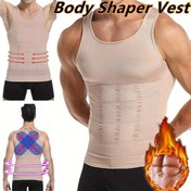 Resim Erkekler için Nefes Alabilir Kompresyon Vücut Şekillendirici Atlet - Çekme Bel Eğitmeni İç Destek için İdeal, Karın Antrenman Yeleği, Spor Salonu ve Fitness için Uygun (En İyi Uyum için Boyutunu Büyük Yapmanız Tavsiye Edilir) 