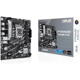 Resim Prıme B760M-R D4 Intel B760 LGA1700 Ddr4 5333 HDMI 2x M2 Usb3.2 Aura Rgb 2.5gbit Lan Matx 96GB’A Kadar Ram Desteği, Asus 5x Protectıon Iıı Anakart 