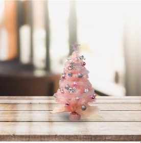 Resim Lijinxu Masaüstü Mini Yılbaşı Ağacı Ofis İç Mekan Ev 60cm-pembe 