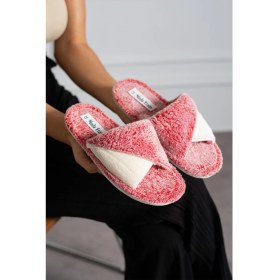 Resim Modafrato Bella Çapraz Kadın Ev Terliği Kışlık Terlik Sessiz Taban 