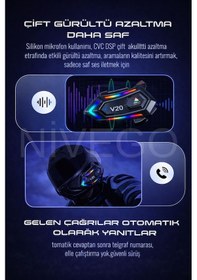 Resim Nivego Motosiklet İntercom Kask Kulaklık Bt5.3 Stereo Rgb Işıklı Bluetooth Su Geçirmez Kulaklık 