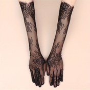 Resim Kadınların Şık Dantel Uzun Eldivenleri - Şeffaf Siyah Dantel, Zarif Desen, Esnek Olmayan Resmi Düğün, Gelin ve Özel Gün Eldivenleri, Elde Yıkanabilir, Rahat Uygunluk, Rol Oyunu, Dans, Resmi Düğün Eldivenleri için Uygun, Düğün Elbise Eldivenleri, Uzun Eldivenler, Şık Dantel, İnce Zanaat 