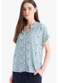 Resim DeFacto Regular Fit Apaş Yaka Desenli Kısa Kollu Gömlek I6173AZ25SMER99 