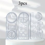 Resim Çevrilebilir Cetvel, Üçgen Cetvel ve Çizim Şablonları İçeren Çok Fonksiyonlu Geometri Araçları Seti - Öğrenciler ve Sanatçılar İçin Uygun Dayanıklı PP Malzemeden Yapılmıştır 