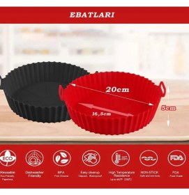 Resim Holly Home 2 Parça Pratik Silikon Airfryer Pişirme Kağıdı Siyah/kırmızı Yonca Fırın Mikrodalga Kalıbı Hh 