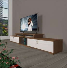 Resim Decoraktiv Flex 130 Mdf Gold Tv Ünitesi Tv Sehpası - Ceviz - Beyaz 