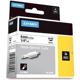 Resim Dymo Rhinopro Isıyla Küçülen Şerit 6 mm x 1,5 metre Beyaz/Siyah 1 