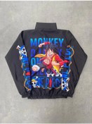 Resim Reka Moda Unisex Fermuarlı Dijital Baskılı Rüzgarlik - Siyah Siyah 