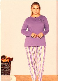 Resim Alperi Büyük Beden Battal Kışlık Pijama Takımı Mor 