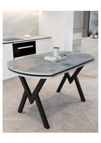 Resim Avenza Living 70 120 Sabit Gofret Yemek Masası Gri - Mermer 
