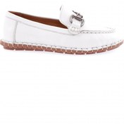 Resim Dgn Kadın Dikiş Detaylı Metal Tokalı Loafer Ayakkabı Hakiki Deri Beyaz 71132110 