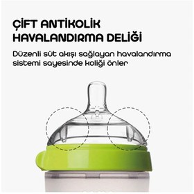 Resim Comotomo - Antikolik Silikon Biberon 250ml Yeşil - Orta Akışlı (3-6 Ay) 