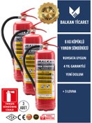 Resim Balkan Ticaret 3 Adet 6Kg Köpüklü Yangın Tüpü + uyarı levhası hediyeli - yangın anında hızlı müdahale 