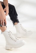 Resim Lumis Shoes Kadın Beyaz Bağcıklı Postal Bootie 