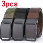 Resim 3 Adet Kare Ferromanganez Tokalı Erkek Otomatik Naylon Kemerler, Sportif Stil, Günlük Açık Hava ve Günlük Yolculuk, Dayanıklı Dokuma Kayış 
