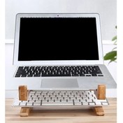 Resim Bk Gift Özel Tasarım Taşınabilir Ahşap Notebook Laptop Standı (Ahşap Telefon Standı Hediyeli) 