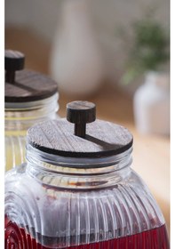 Resim Acar Dominic 2 Li Ahşap Standlı Cam Sebil - 3 Lt Şeffaf 