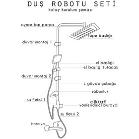 Resim Black Yağmurlama Robot Tepe Duş Seti Başlığı Krom 