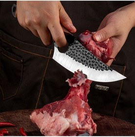 Resim Alpargos El Dövmesi Sırp Kasap Bıçağı Gül Ağacı Saplı Inox 