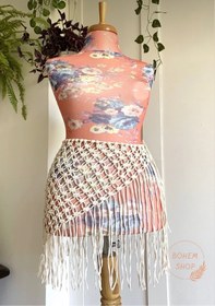 Resim Bohem Shop El Yapımı özel tasarım bohem Makrome etek festival plaj giyim Etnik giyim Pareo 