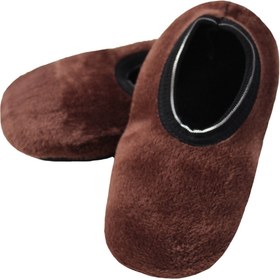 Resim UNLIMITED LEGWEAR Kahverengi Peluş Altı Kaymaz Çocuk Ev Patiği 