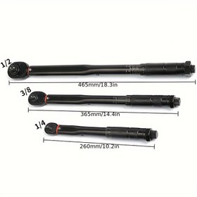 Resim Çelik Ayarlanabilir Tork Anahtarı Seti, Pnömatik İşletim, Ön Ayarlı Çok Fonksiyonlu Profesyonel Aletler Makine ve Otomobil Onarımı için - 1/4", 1/2", 3/8" Sürücü ile Mikrometre Ayarlanabilir Tork 