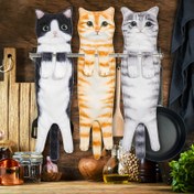 Resim Sevimli Kedi Şeklinde Asılabilir El Havluları, Banyo Mutfak için Kedi Komik El Havluları - Ultra Emici Polyester Karışımı, Dekoratif & Fonksiyonel Mutfak/Banyo/Giriş için, 360gsm, Mutfak Havluları, Noel için En İyi, Anneler Günü için Kadınlar için Komik Hediye, Noel için En İyi 