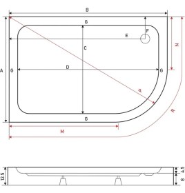 Resim Shower Oval Asimetrik Monoblok Duş Teknesi 80*130 