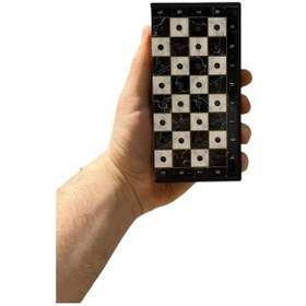 Resim Gifthome Pocket Serisi Küçük Boy Antik Mermer Desenli Kutulu Klasik Satranç Takımı 13,5 X 13,5 Cm. 