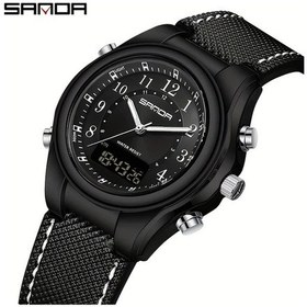 Resim Oldfriend Sanda Erkek Spor Saati 50m Suya Dayanıklı Kronometreli Deri Kordon Siyah Diğer 