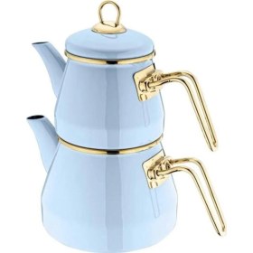 Resim Taşev Robin Emaye Çaydanlık Takımı Beyaz Beyaz 