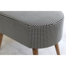 Resim PUFANNA Gürgen Ahşap Ayak Kaz Ayak Desen Kumaş Oval Puf Bench 
