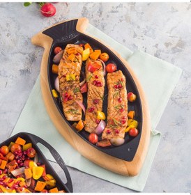 Resim Lava Döküm Balık Tabağı Döküm Demir Yekpare Kulplu Ölçü 15x24cm. 