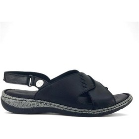 Resim Mammamia D25ys-2525 Deri Comfort Kadın Sandalet Siyah 