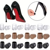 Resim 4 adet/2 Çift Silencer Topuk Koruyucular Yuvarlak Kadın Yüksek Topuk Koruma Kılıfı Kaymaz Aşınmaya Dayanıklı Topuk Koruma Kılıfı Anti-şok Aksesuarları 