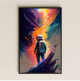 Resim Renk Dumanına Bakan Astronot Temalı Pleksi Tablo - Kozmik Duygu Anı 