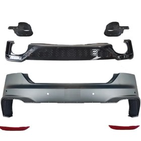 Resim Audi A5 2021+ İçin Uyumlu 4 Kapı RS5 Arka Tampon Difüzör Egzoz Set 