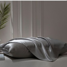 Resim 2 Li İpek Dokulu Saten Yastık Kılıfı 50x70 - Koyu Gri - Mikrosaten, Saç Ve Cilt Dostu Diğer 