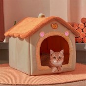 Resim Tüm Mevsimler İçin Kedi Yatağı, Polar Astarlı Şık ve Rahat Evcil Hayvan Evi - Soğuk Günleri İsınmanız İçin 