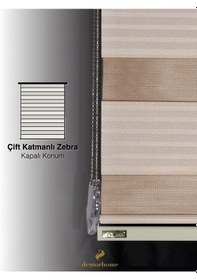 Resim Br Demor Home Geniş Pliseli Latte Rengi Zebra Stor Güneşlik Perde Metal Kasa Latte Rengi 