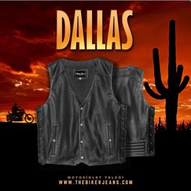 Resim The Biker Jeans - Dallas Deri Motosiklet Yeleği 